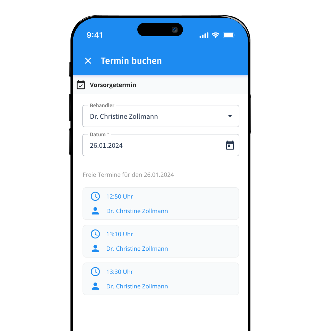 arzt-direkt online appointment booking interface